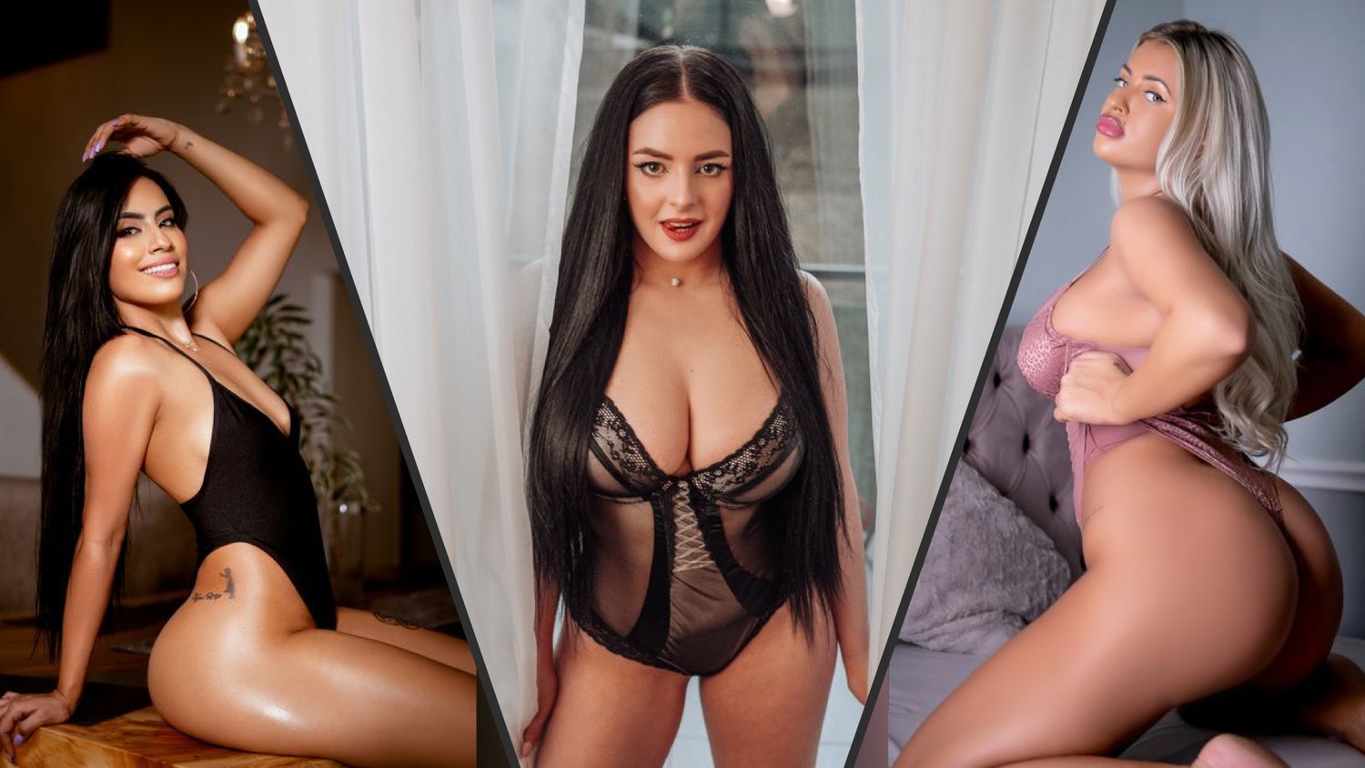 Three hot curvy cam girls posing for a photo-shoot